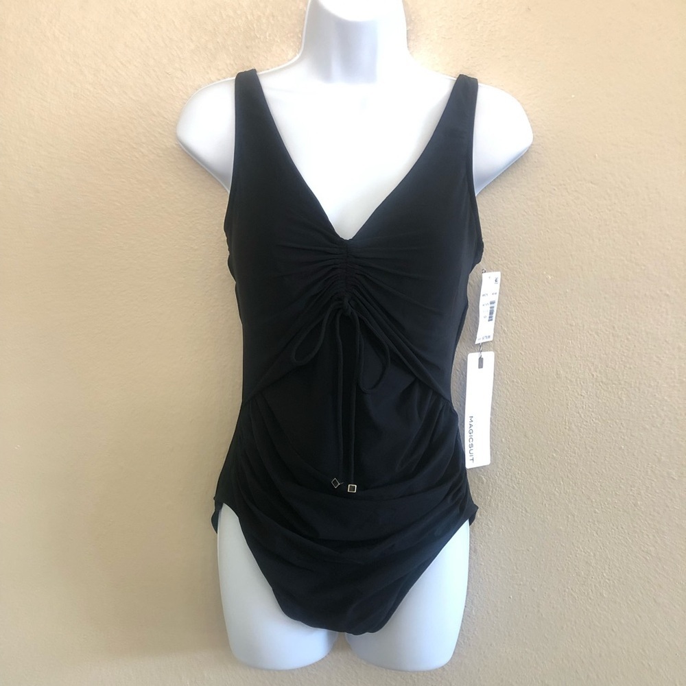 Magicsuit Woman’s Morningstar Sansa Ruching One Piece Swimsuit in black size 12